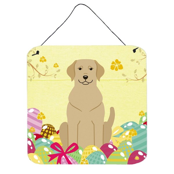 Carolines Treasures Easter Eggs Yellow Labrador Wall or Door Hanging Prints - BB6055DS66