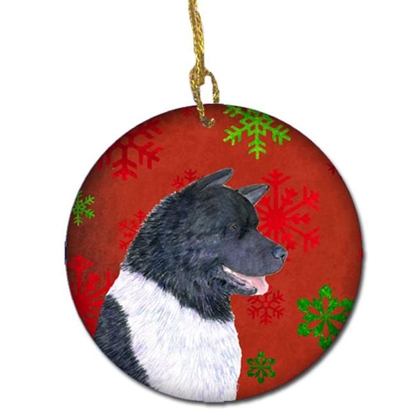 Carolines Treasures Carolines Treasures SS4728-CO1 Akita Red Snowflakes Holiday Christmas Ceramic Ornament - SS4728-CO1