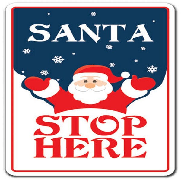 Amistad 5 in. Santa, Stop Here Decal - Kids Christmas Shopping Holiday Season - AM3942444