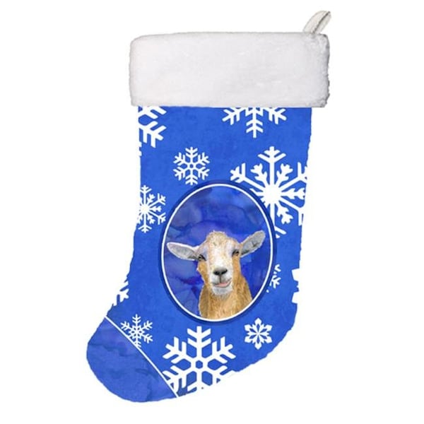 Carolines Treasures Carolines Treasures RDR3023-CS Goat Winter Snowflakes Holiday Christmas Stocking; 11 x 8 In. - RDR3023-CS