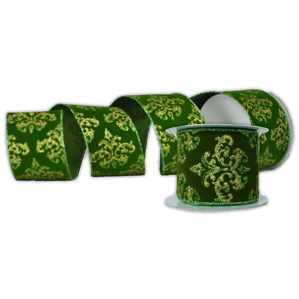 Queens Of Christmas 2.5 in. Wide 10 yards Ribbons, Green, 2PK - RBN-69T11X460285-GR-2PK