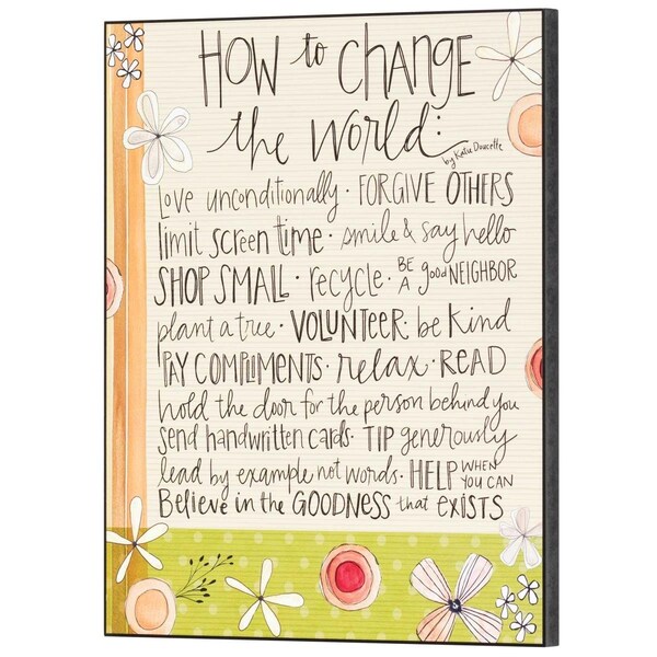 Dicksons Unisex How To Change The World Wall Plaque, Multi Color - One Size - PLK1114-955