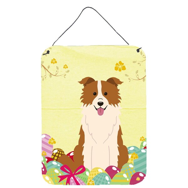 Carolines Treasures Easter Eggs Border Collie Red White Wall or Door Hanging Prints - BB6119DS1216