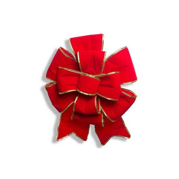 Queens Of Christmas 24 in. Christmas Puffed Bow with Gold Trim, Red - BOW-24-RND-REGO