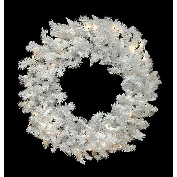Queens Of Christmas 4 ft. White Sequoia Pre-Lit with LED Wreath, Warm White - GWWSQ-04-LPW