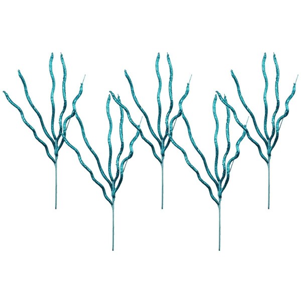 Queens Of Christmas 37 in. Twisted Glitter Pick Spray for Christmas Decoration, Aqua, 5PK - PCKH-37-TSPRY-AQ-5PK
