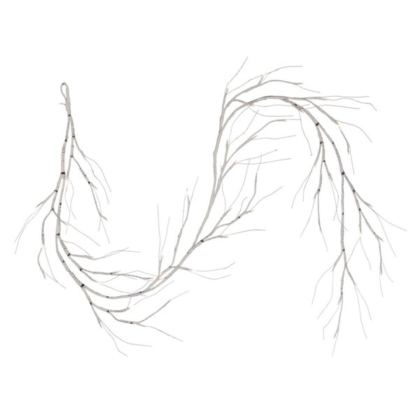 Vickerman 6 ft. 48 Warm White LED Battery Operated Birch Twig Garland, White - X221518