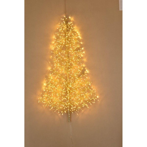 Queens Of Christmas 5 ft. LED Tree Wall Mount, Gold - WM-TR05-LWW