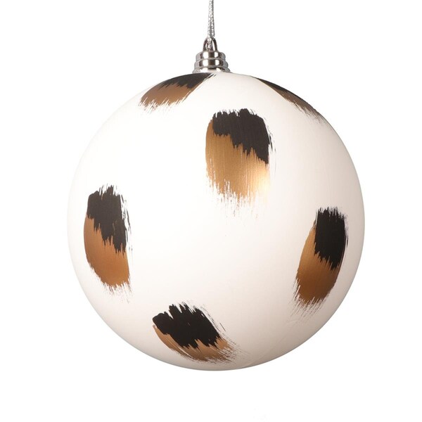 Vickerman 4.75 in. Brush Strokes Ball Ornament, White - 4 per Bag - MT220911