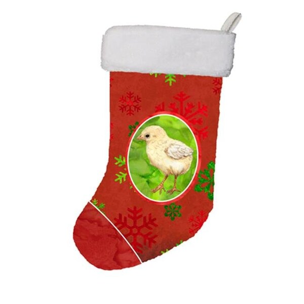 Carolines Treasures Carolines Treasures SB3130-CS 11 x 8 In. Baby Chick Red Snowflakes Holiday Christmas Stocking - SB3130-CS