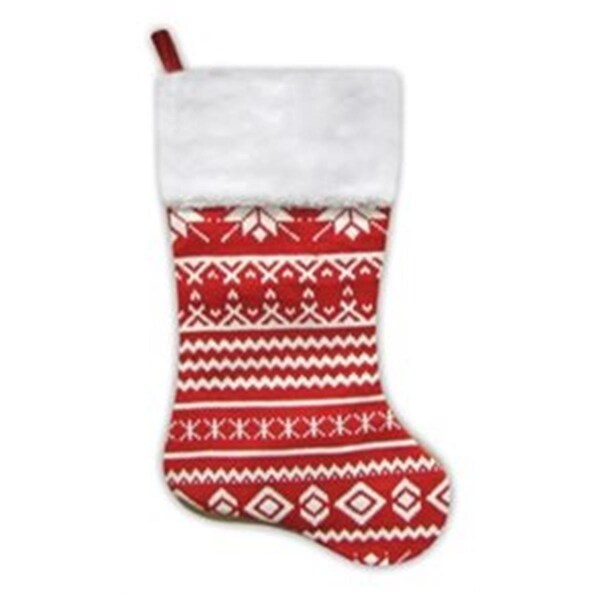 Northlight Seasonal Festive Red and White Snowflake Motif Sweater Knit Christmas Stocking - 31753532
