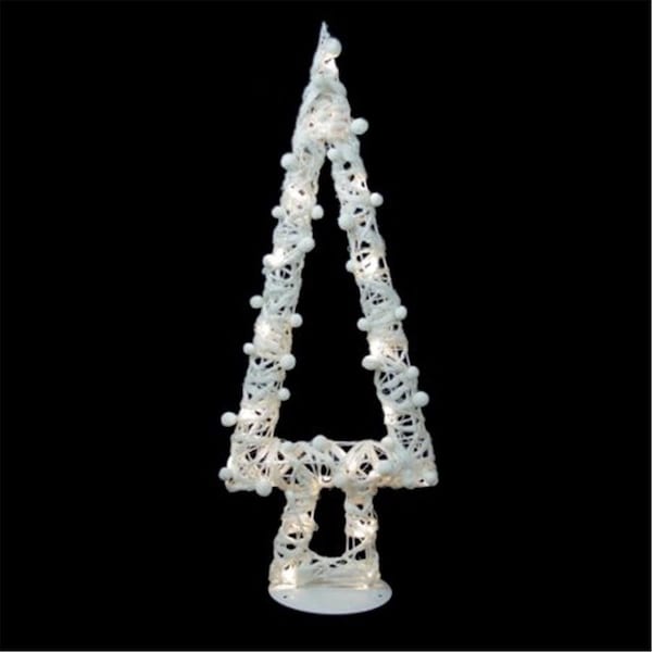 Northlight Seasonal 34 in. Lighted White Cotton String Glittered Christmas Tree Figure Decoration - 31749055
