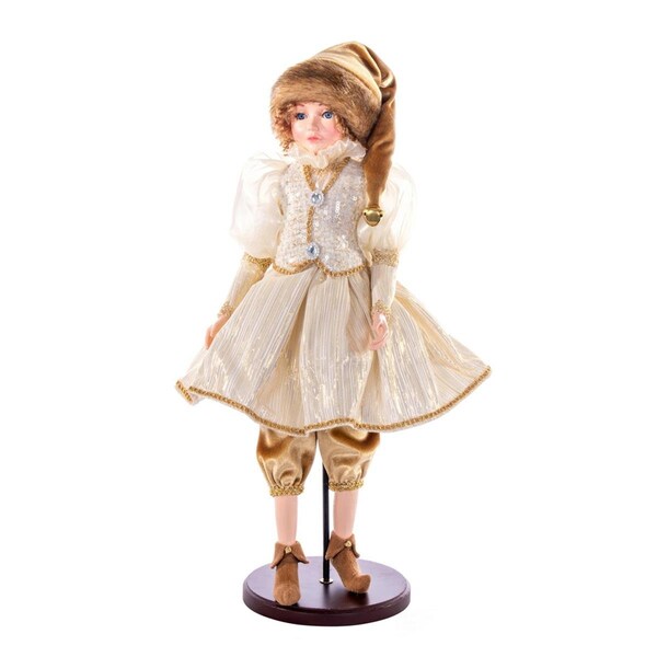 Vickerman 18 in. Mocha Velvet Fairy Girl Figurines with Stand - KV210939