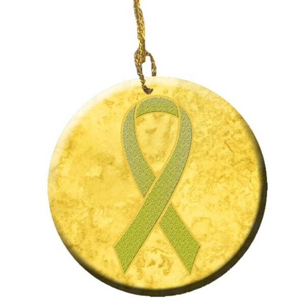 Carolines Treasures Carolines Treasures AN1203CO1 Yellow Ribbon for Sarcoma; Bone or Bladder Cancer Awareness Ceramic Ornament; 2.81 Dia - AN1203CO1