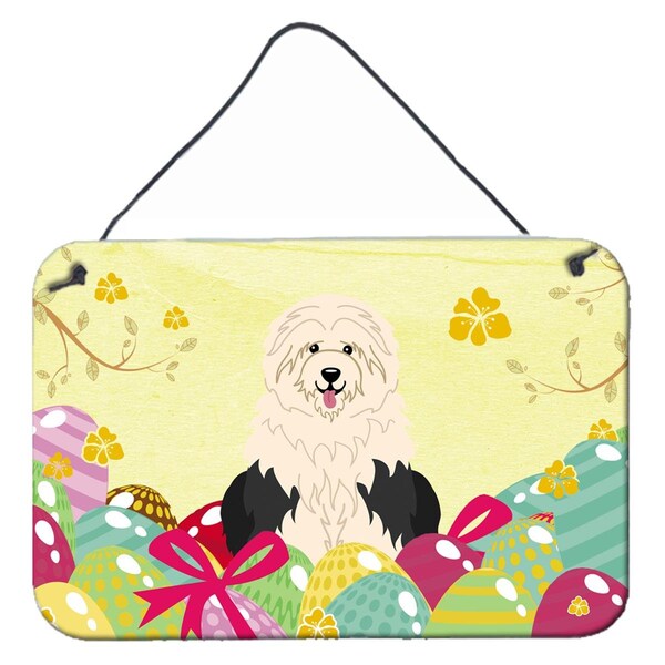 Carolines Treasures Easter Eggs Old English Sheepdog Wall or Door Hanging Prints - BB6096DS812