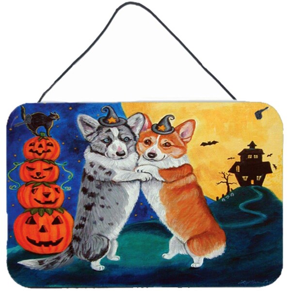 Carolines Treasures Corgi Halloween Scare Wall or Door Hanging Prints - 7413DS812