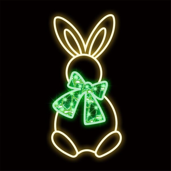 Queens Of Christmas 18 in. Easter Bunny Bow Decor, Green - WL-MTNF-EST-BNY-GR-18