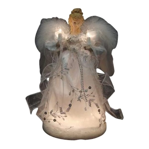 Santas Forest PreLit Christmas Figurine, 9 in H, Angel, Internal LightMusic Internal Light - 19353