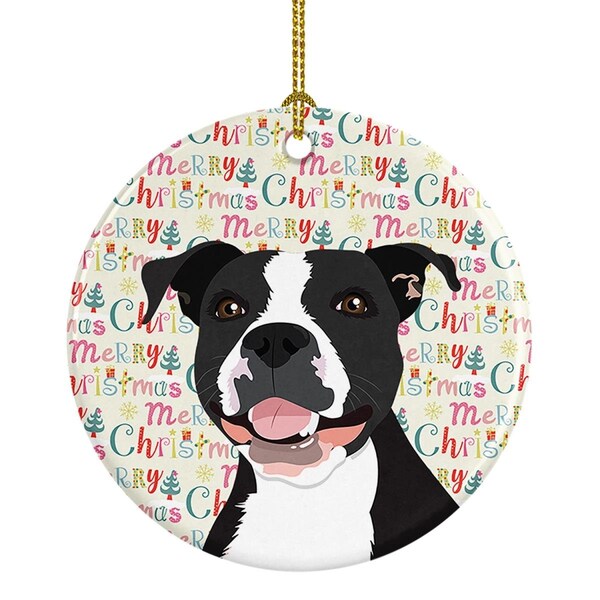 Carolines Treasures 2.8 x 2.8 in. Unisex Pit Bull Black No.3 Christmas Ceramic Ornament - WDK2205CO1