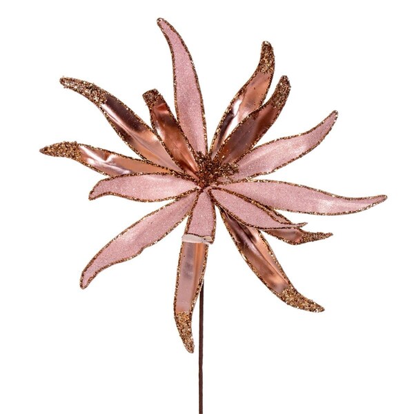 Vickerman 24 in. Metallic Frosted Glitter Papyrus Spray, Rose Gold 2 per Bag - RG221758