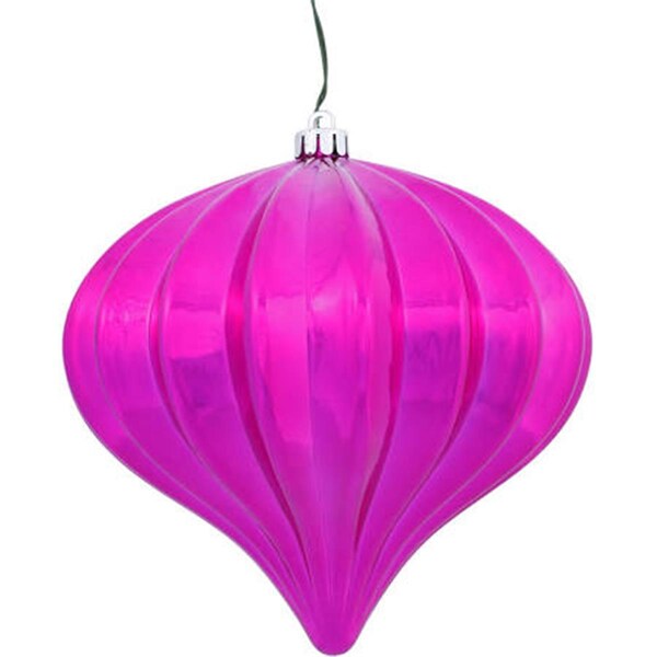 Vickerman 5.7 in. Orchid Shiny Onion UV Drilled Ornament, 3PK - N151269DSV