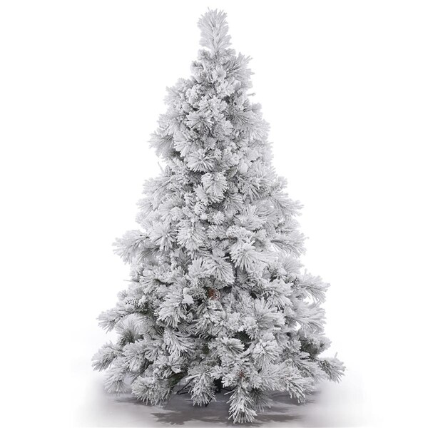 Vickerman 12 ft. x 94 in. Flocked White on Green Alberta Christmas Tree with Cones 3328 Tips Light - A155290