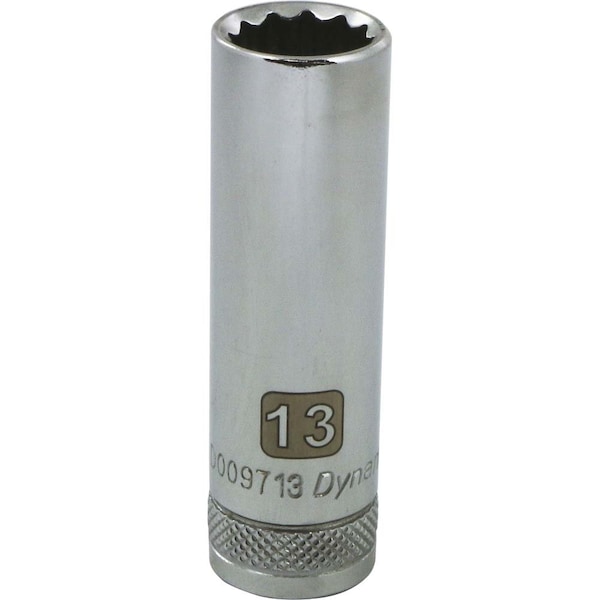 Dynamic Tools 3/8" Drive 12 Point Metric, 13mm Deep Length, Chrome Socket - D009713