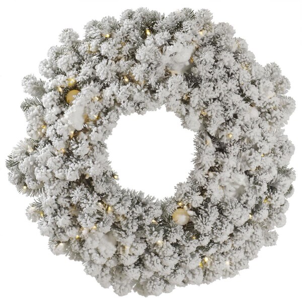 Vickerman 30 in. Flocked Kodiak Spruce Artificial Christmas Wreath with 100 Warm White LED Light, 6PK - A146931LED