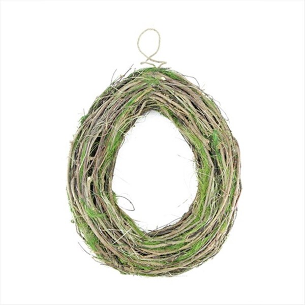 Go-Go 15.5 in. Grapevine Twig And Green Moss Egg-Shaped Wreath - GO72564