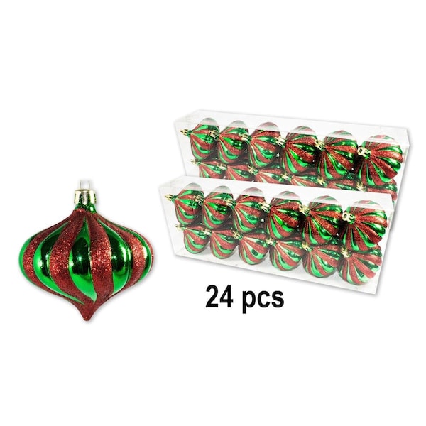 Queens Of Christmas 2.75 in. Onion Ornament Red & Green, 24PK - ORN-ONION-G-24PK-GR