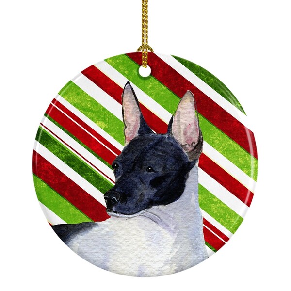 Carolines Treasures Rat Terrier Candy Cane Holiday Christmas Ceramic Ornament - SS4549-CO1