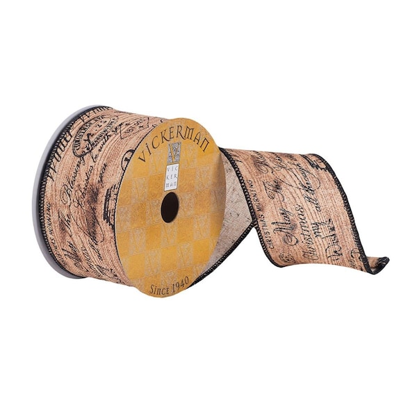 Vickerman 2.5 in. x 10 Yards Natural Wood Holiday Writing Ribbon, 72PK - Q180356