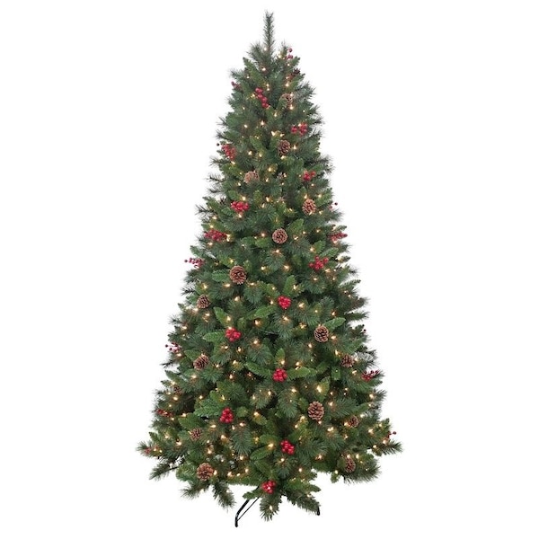 Puleo Asia Ltd Pine Bristles w/Cones & Berries, 7.5 ft - 357-3516-T75C5