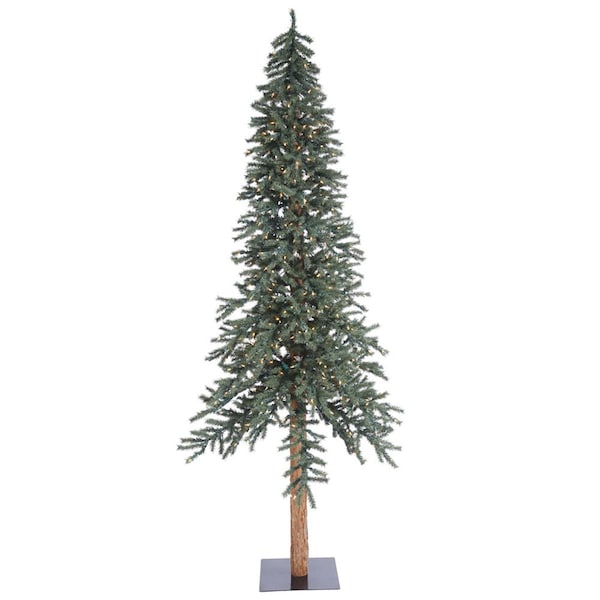 Vickerman Natural Bark Dura-Lit Alpine Tree with Warm White LED Lights - 8 ft. x 50 in. - B907391LED