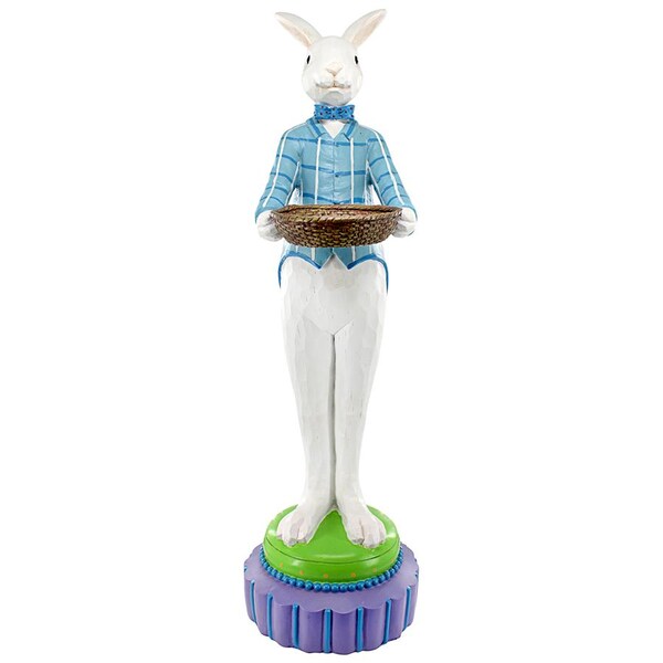 Design Toscano Mr. Eggsy at Your Service Easter Bunny Rabbit Butler Statue - EU9355