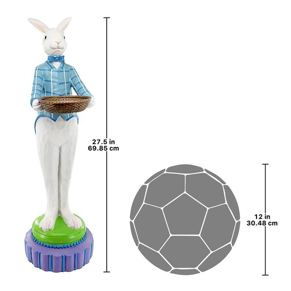 Design Toscano Mr. Eggsy at Your Service Easter Bunny Rabbit Butler Statue - EU9355