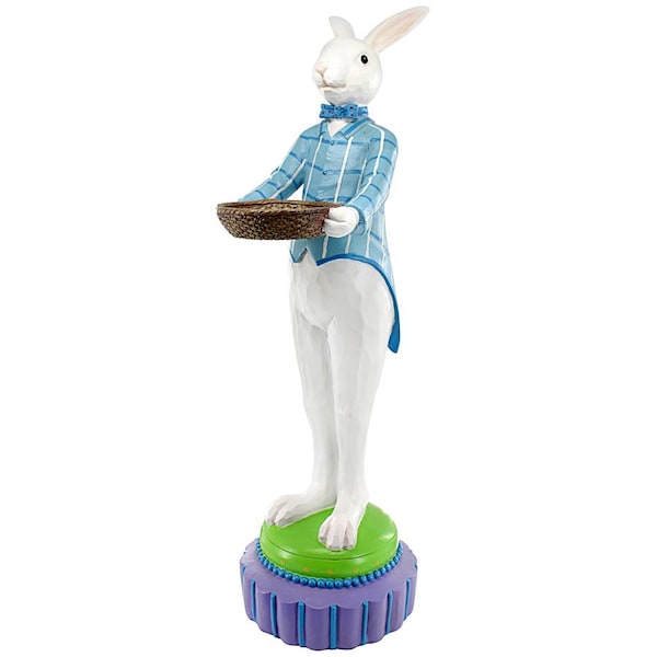 Design Toscano Mr. Eggsy at Your Service Easter Bunny Rabbit Butler Statue - EU9355