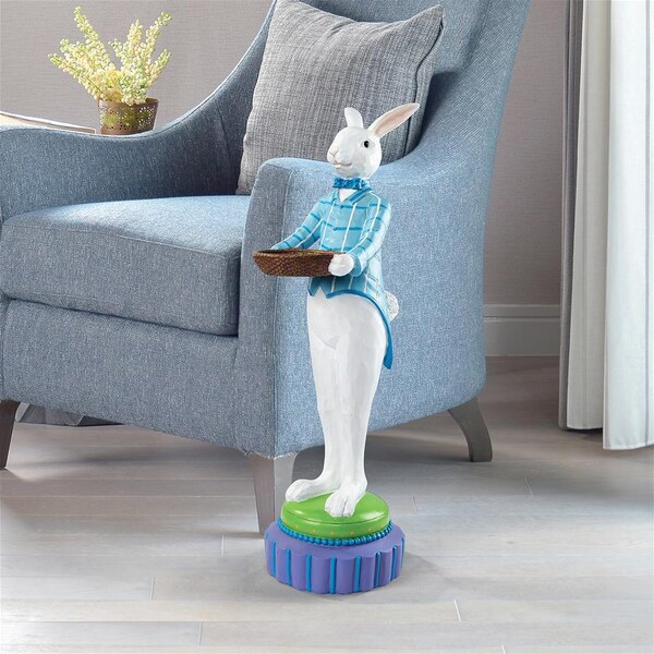 Design Toscano Mr. Eggsy at Your Service Easter Bunny Rabbit Butler Statue - EU9355