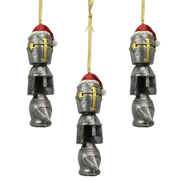 Design Toscano Medieval Helms Totem Holiday Ornament, PK 3 - QS94039