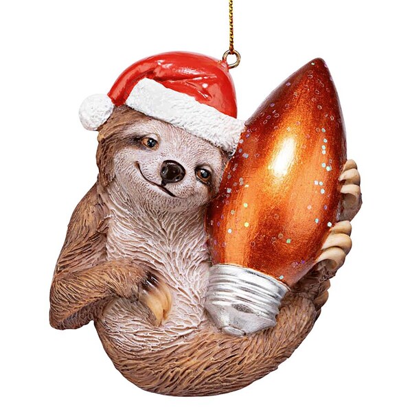 Design Toscano Santa's Holiday Season Sloth Christmas Ornament: Each - QS95306