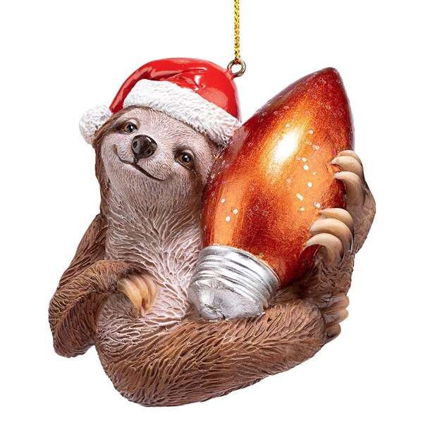 Design Toscano Santa's Holiday Season Sloth Christmas Ornament: Each - QS95306