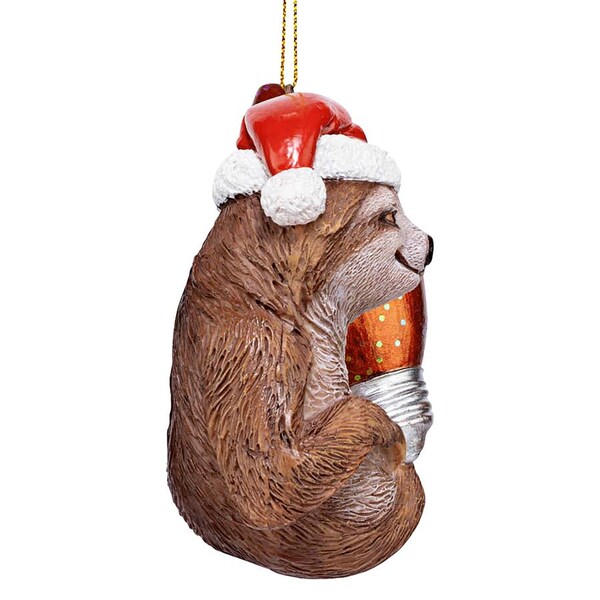 Design Toscano Santa's Holiday Season Sloth Christmas Ornament: Each - QS95306