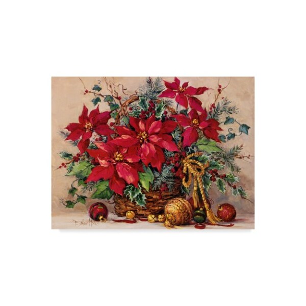 Trademark Fine Art Barbara Mock 'Holiday Poinsettia Basket' Canvas Art, 18x24 - ALI38910-C1824GG