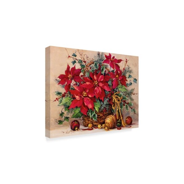 Trademark Fine Art Barbara Mock 'Holiday Poinsettia Basket' Canvas Art, 18x24 - ALI38910-C1824GG