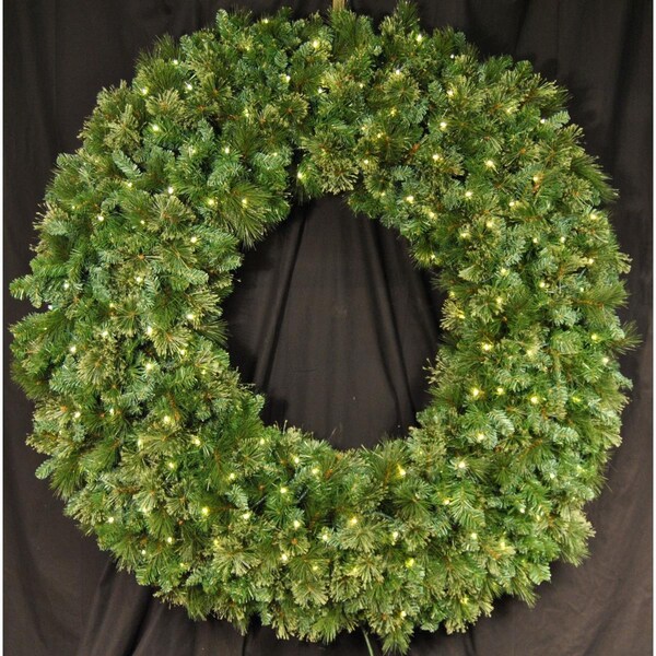 Queens Of Christmas 5 ft. Blended Pine Pre-Lit with LEDs Wreath, Warm White - GWBM-05-LWW