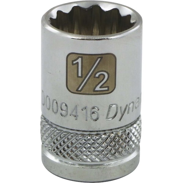 Dynamic Tools 3/8" Drive 12 Point SAE, 1/2" Standard Length, Chrome Socket - D009416