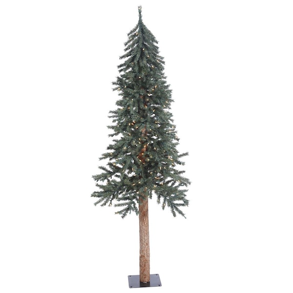 Vickerman Natural Bark Dura-Lit Alpine Tree with Warm White LED Lights - 6 ft. x 33 in. - B907361LED