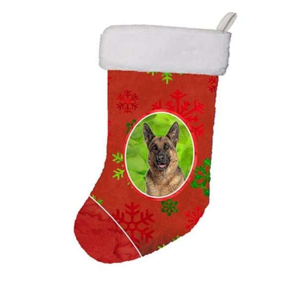 Carolines Treasures Carolines Treasures KJ1187CS Red Snowflakes Holiday Christmas German Shepherd Christmas Stocking - KJ1187CS