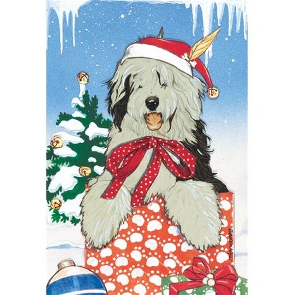Pipsqueak Productions Pipsqueak Productions C829 Holiday Boxed Cards- Old English Sheepdog - C829