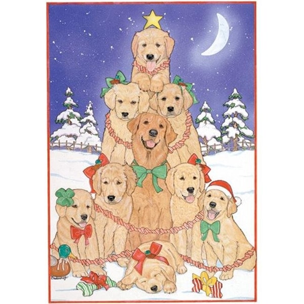Pipsqueak Productions Pipsqueak Productions C496 Holiday Boxed Cards- Golden Retrievers - C496